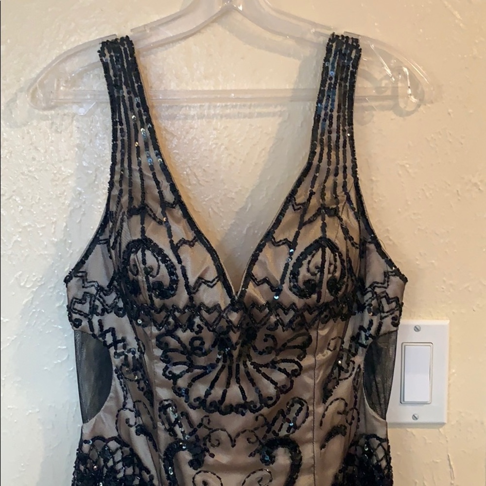 Black and Champagne Beaded Gown